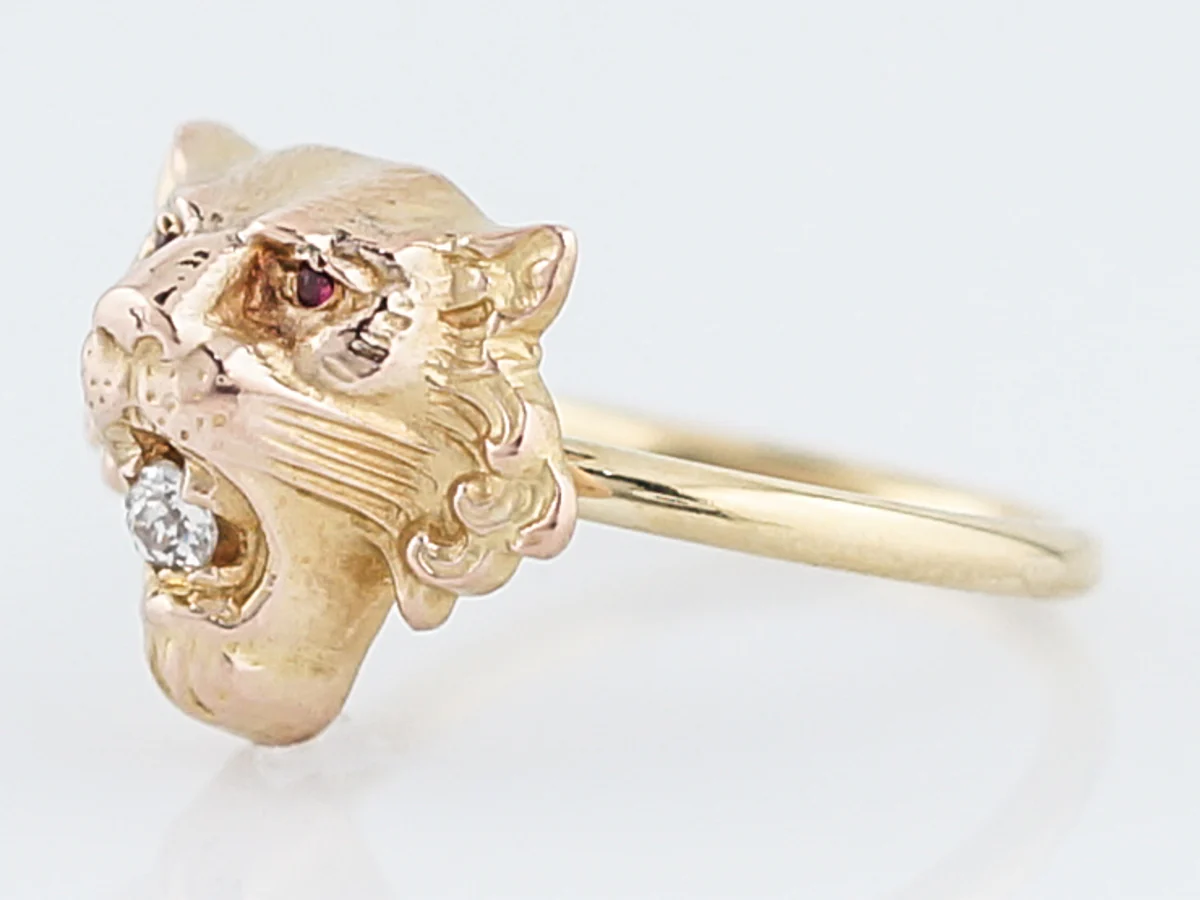 Antique Right Hand Ring Victorian .06 Old Mine Cut Diamond in 18K Yellow Gold - Image 2