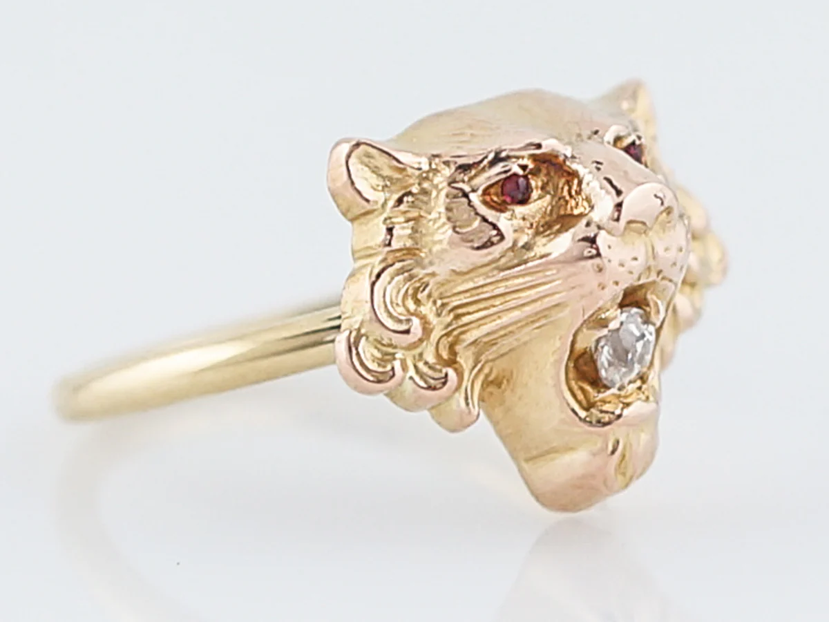 Antique Right Hand Ring Victorian .06 Old Mine Cut Diamond in 18K Yellow Gold - Image 3