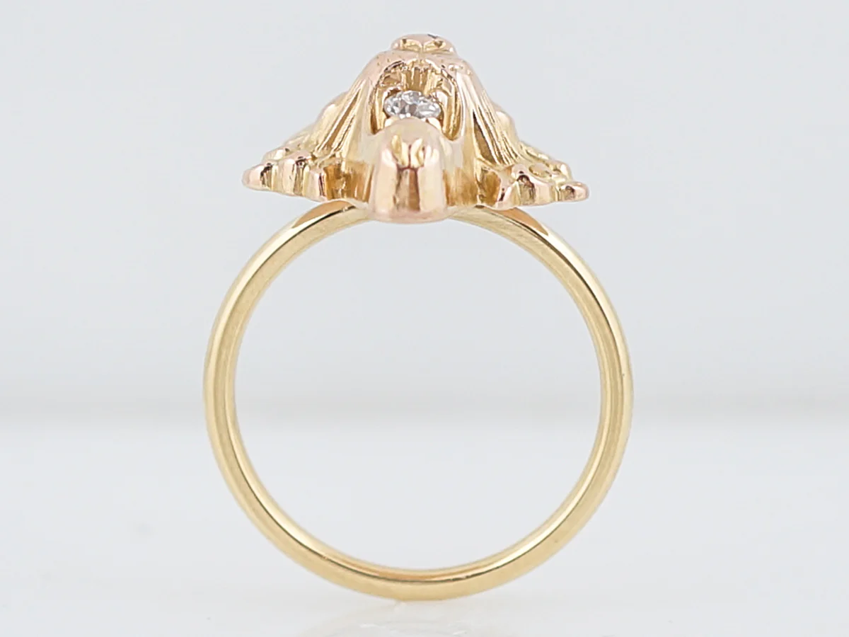 Antique Right Hand Ring Victorian .06 Old Mine Cut Diamond in 18K Yellow Gold - Image 4