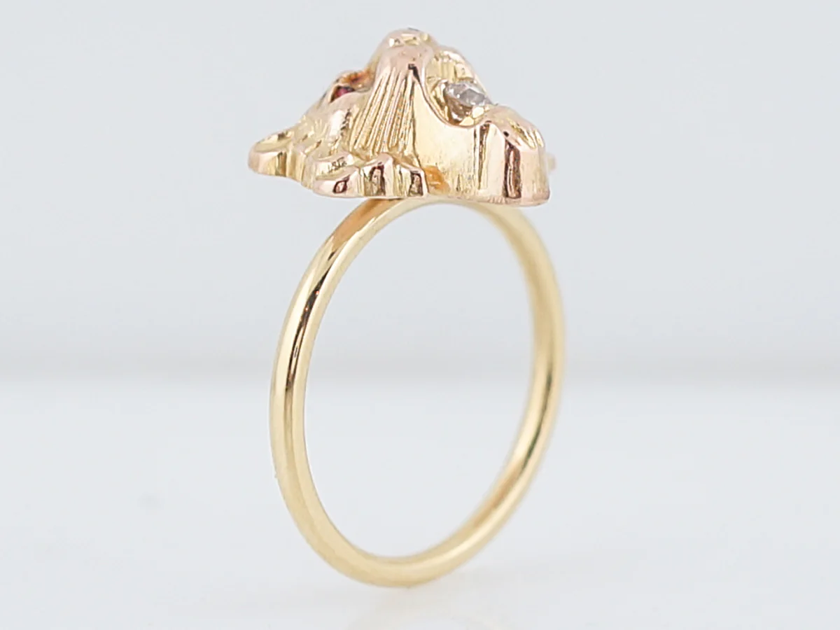 Antique Right Hand Ring Victorian .06 Old Mine Cut Diamond in 18K Yellow Gold - Image 5