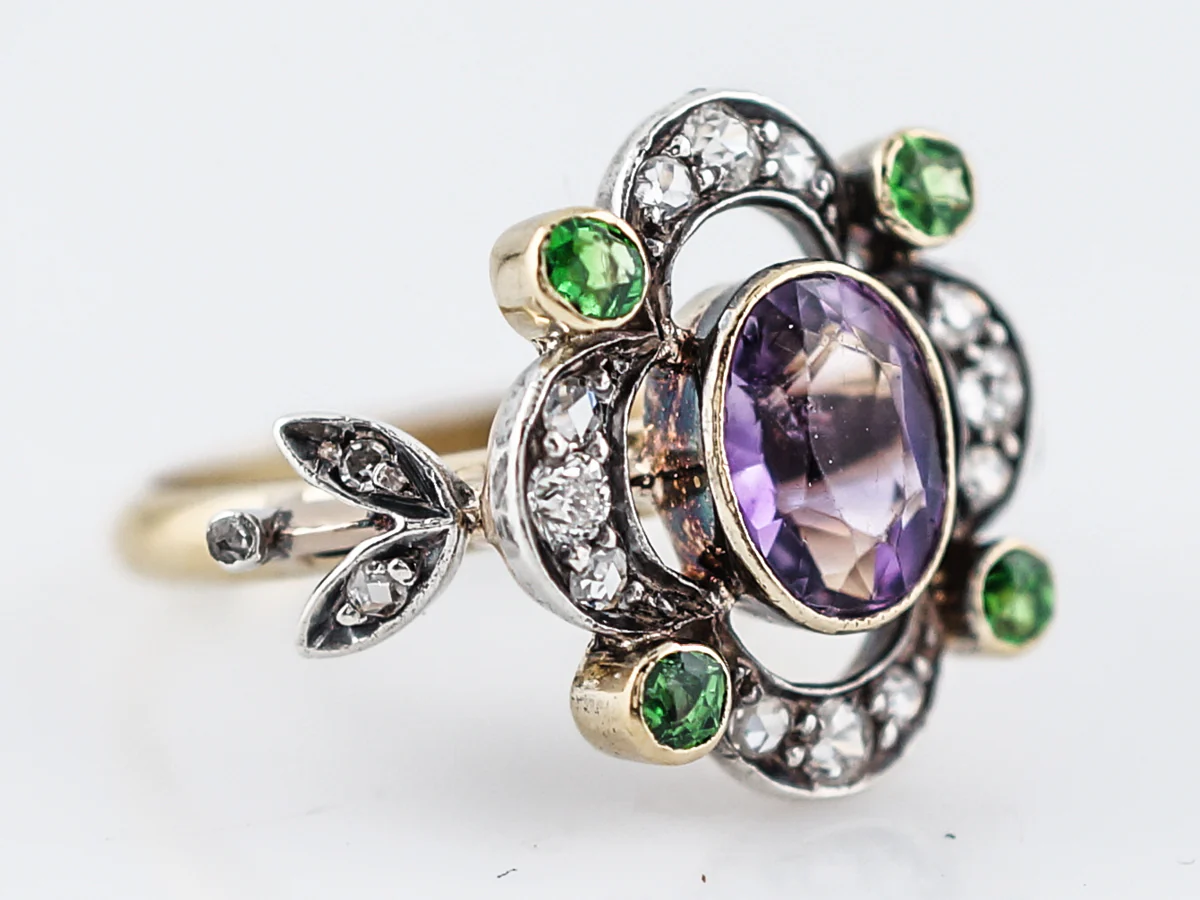 Antique Right Hand Ring Victorian 1.00 Oval Cut Amethyst in 18k Yellow Gold - Image 3