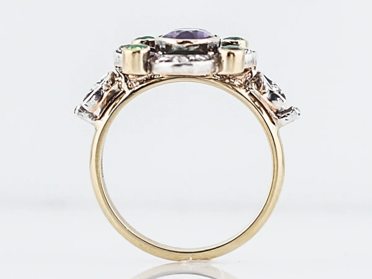Antique Right Hand Ring Victorian 1.00 Oval Cut Amethyst in 18k Yellow Gold - Image 4