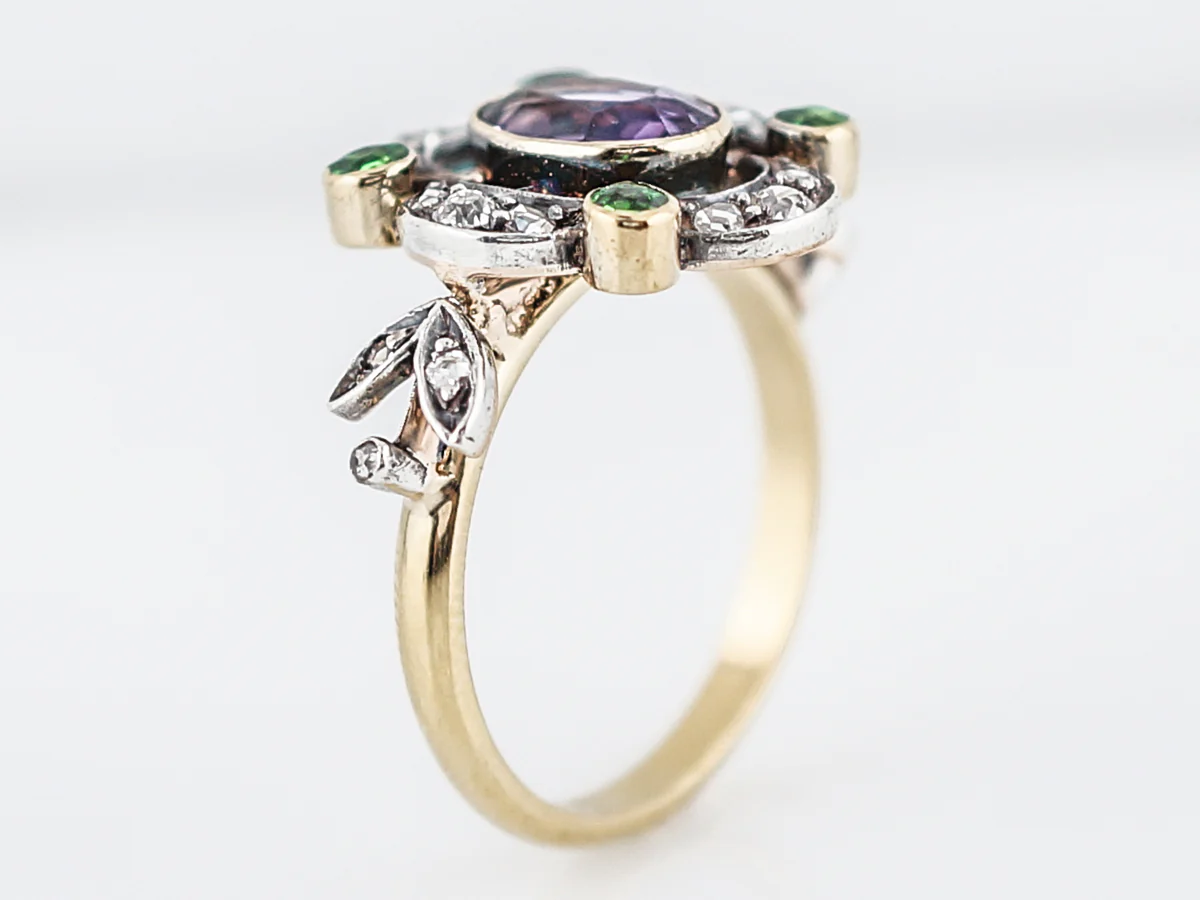 Antique Right Hand Ring Victorian 1.00 Oval Cut Amethyst in 18k Yellow Gold - Image 5