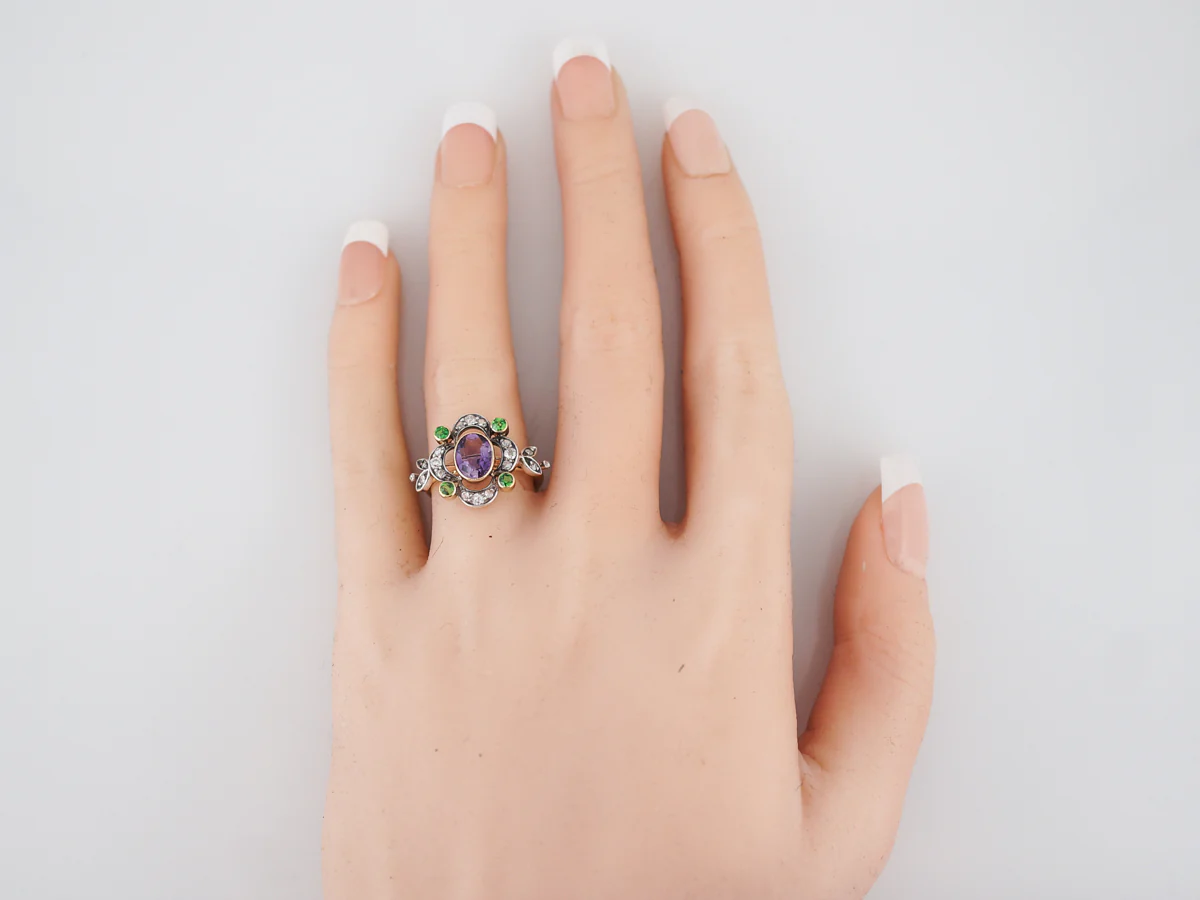 Antique Right Hand Ring Victorian 1.00 Oval Cut Amethyst in 18k Yellow Gold - Image 6