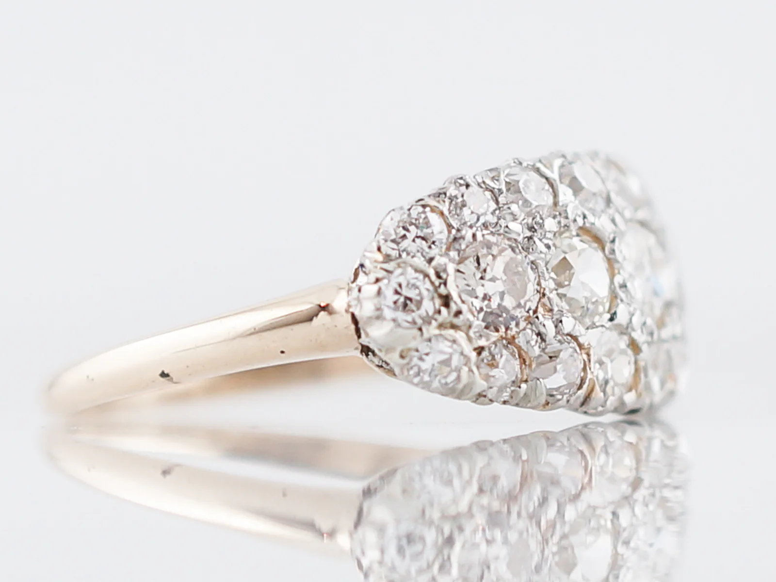Antique Right Hand Ring Victorian 1.25 Old Mine & European Cut Diamonds in 14k Yellow Gold - Image 3
