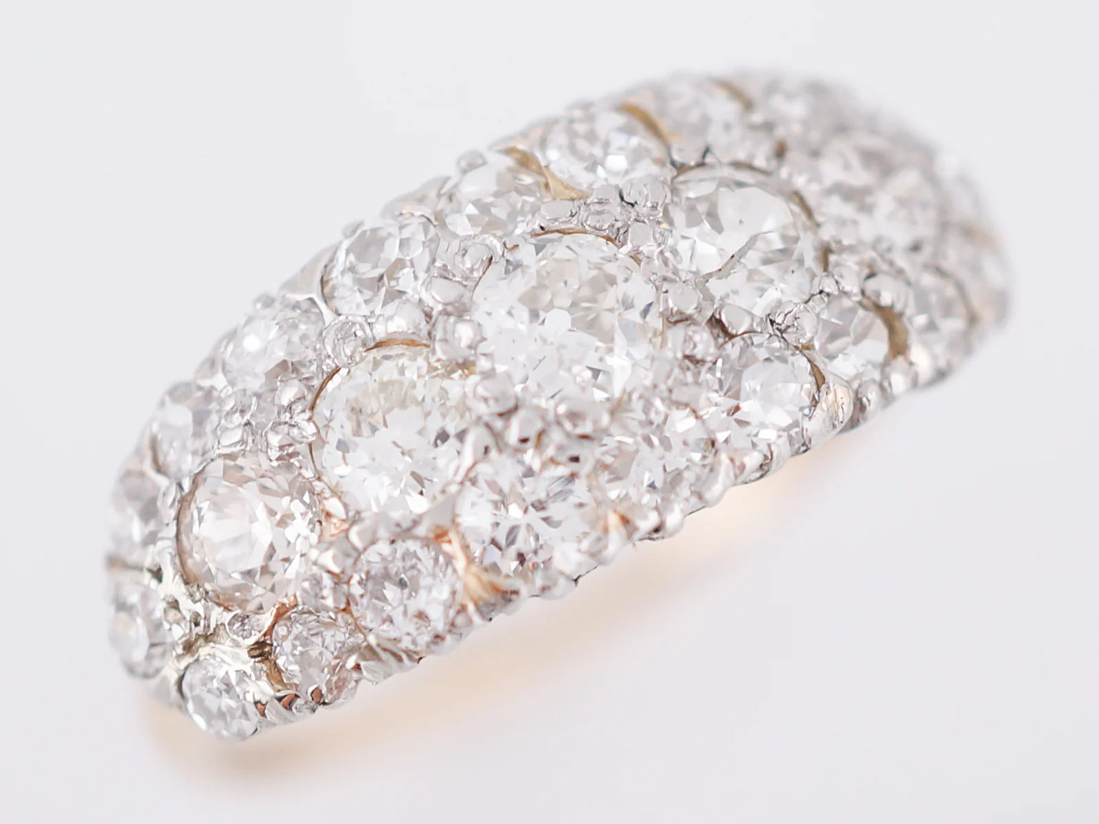 Antique Right Hand Ring Victorian 1.25 Old Mine & European Cut Diamonds in 14k Yellow Gold - Image 4