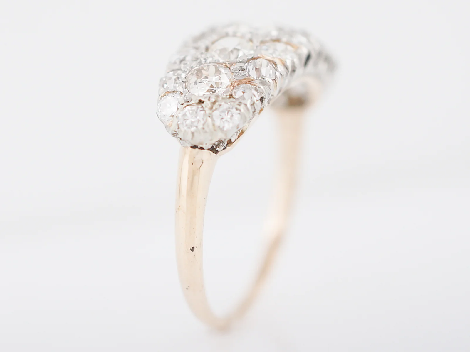 Antique Right Hand Ring Victorian 1.25 Old Mine & European Cut Diamonds in 14k Yellow Gold - Image 5