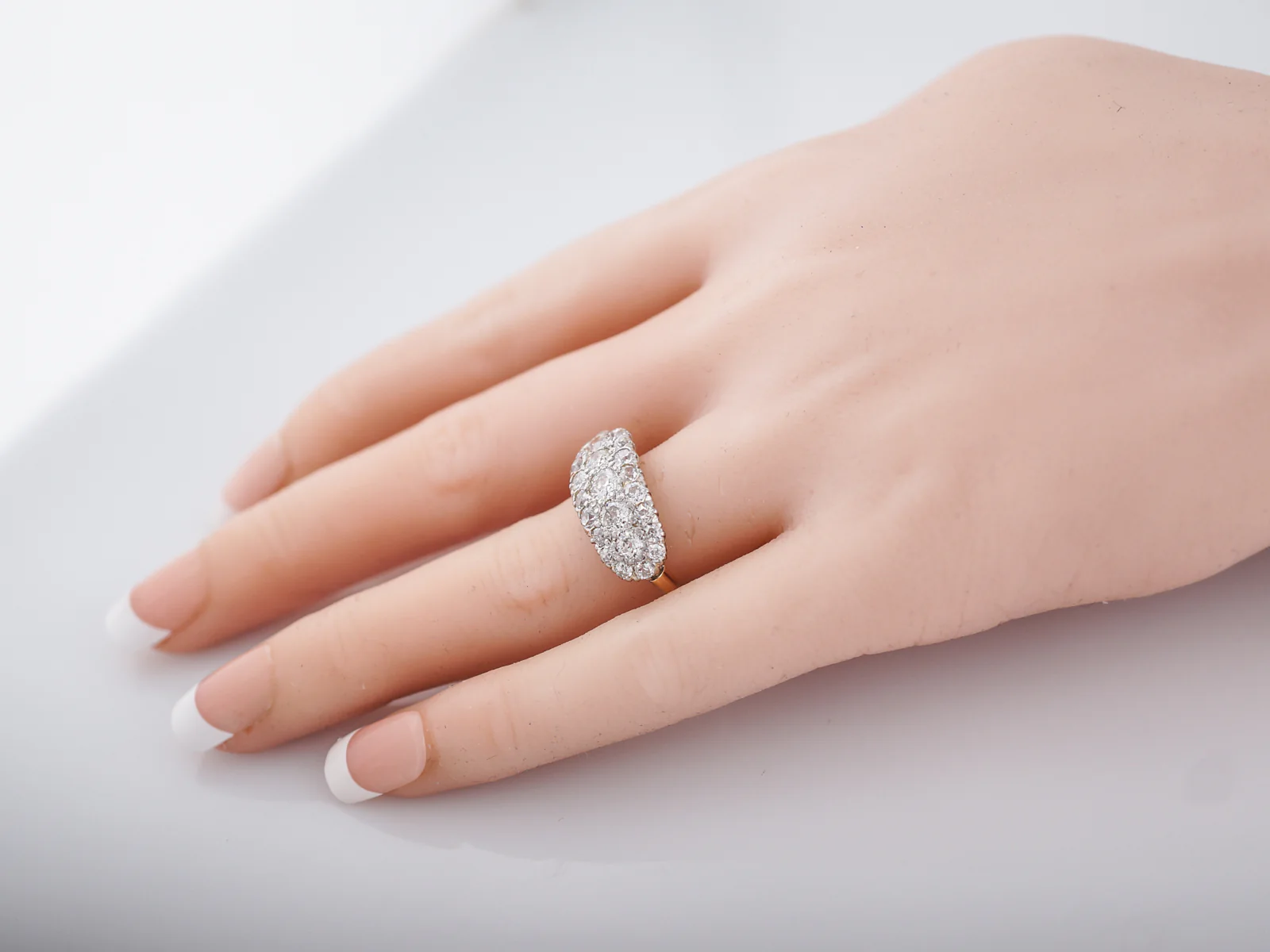 Antique Right Hand Ring Victorian 1.25 Old Mine & European Cut Diamonds in 14k Yellow Gold - Image 7