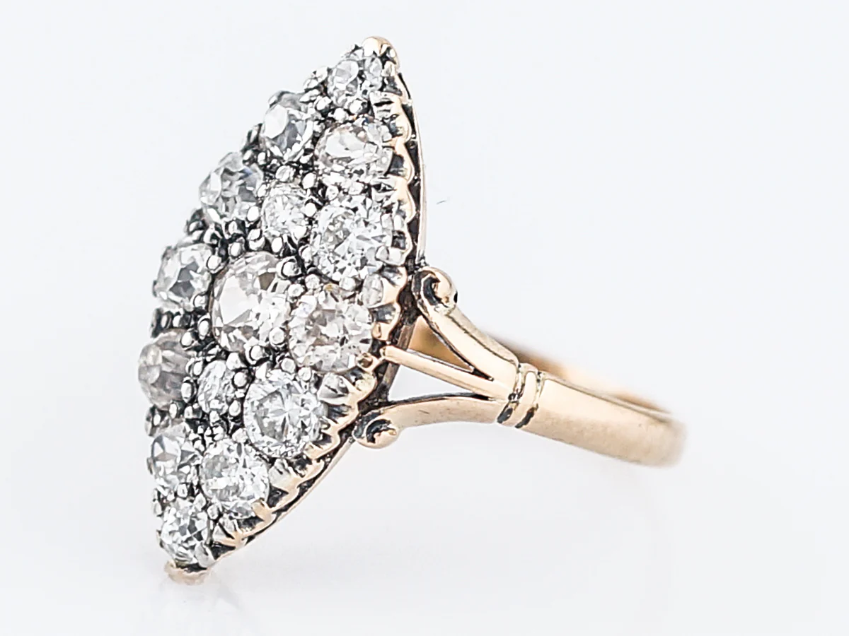Antique Right Hand Ring Victorian 1.48 Old Mine Cut Diamond in 18K Yellow Gold - Image 2