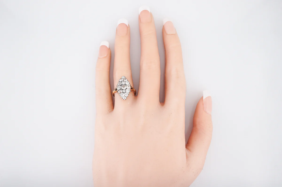 Antique Right Hand Ring Victorian 1.48 Old Mine Cut Diamond in 18K Yellow Gold - Image 5