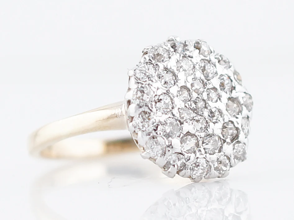 Antique Right Hand Ring Victorian 1.48 Old Mine Cut Diamonds in 14K Yellow Gold - Image 2