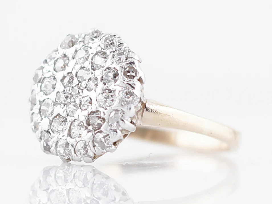 Antique Right Hand Ring Victorian 1.48 Old Mine Cut Diamonds in 14K Yellow Gold - Image 3