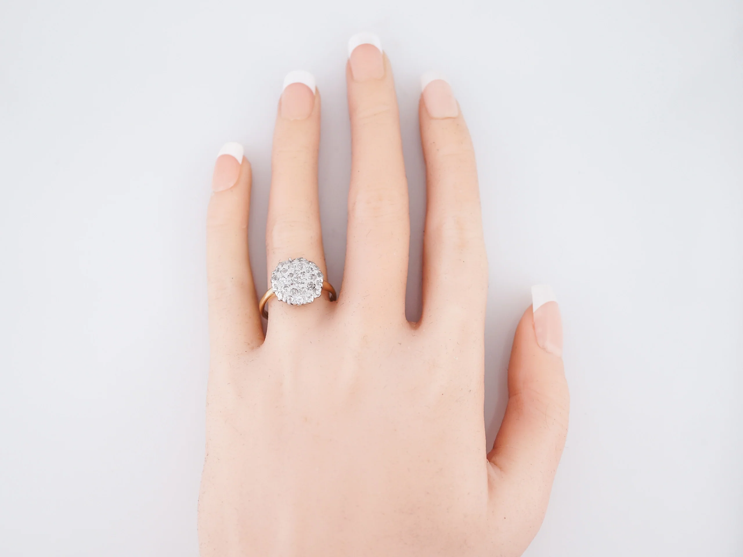 Antique Right Hand Ring Victorian 1.48 Old Mine Cut Diamonds in 14K Yellow Gold - Image 5