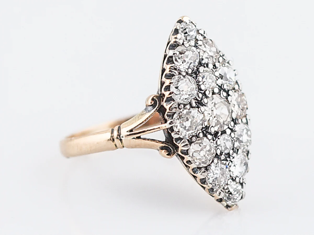 Antique Right Hand Ring Victorian 1.58 Old Mine Cut Diamond in 18K Yellow Gold - Image 4