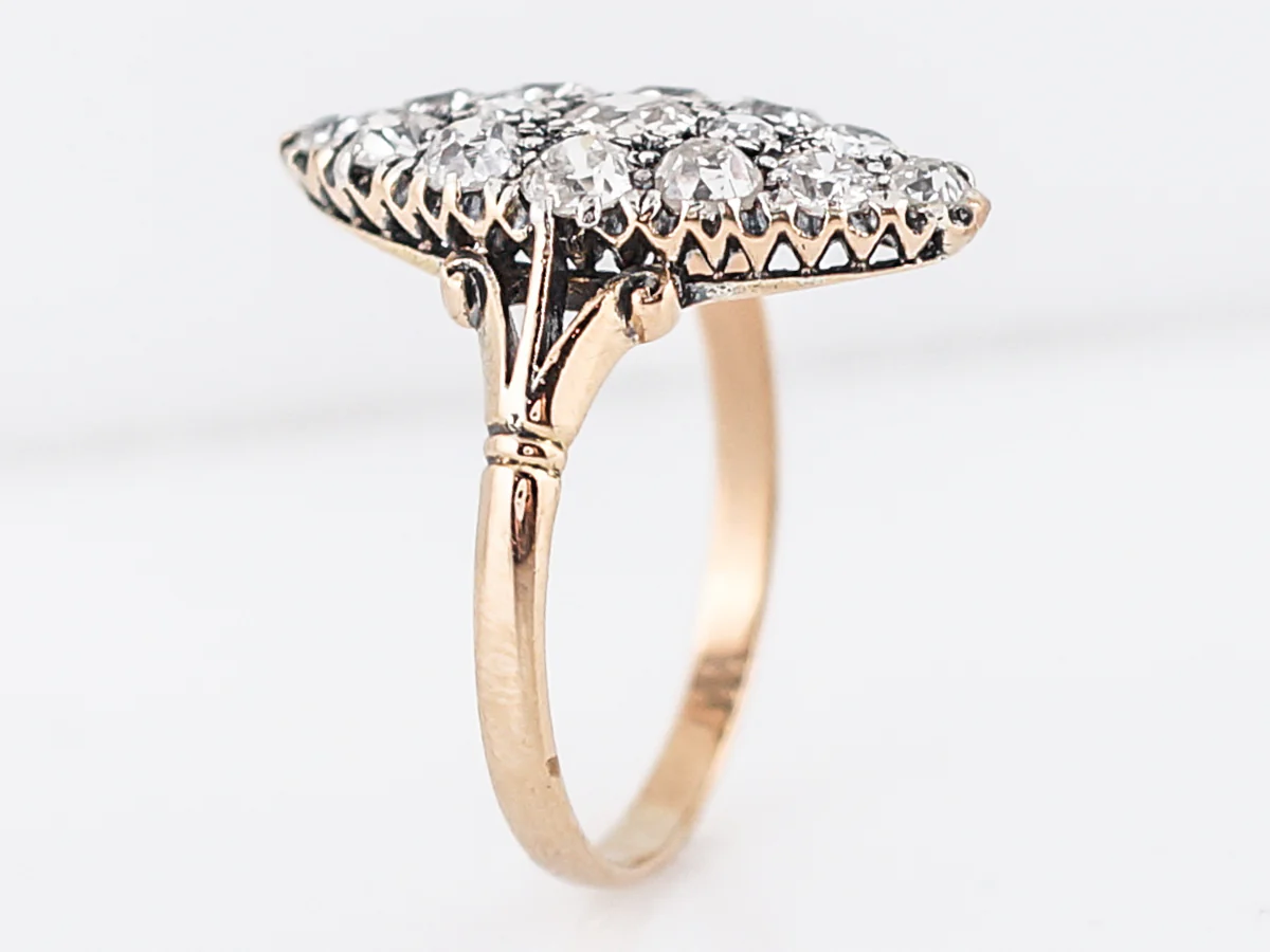 Antique Right Hand Ring Victorian 1.58 Old Mine Cut Diamond in 18K Yellow Gold - Image 5