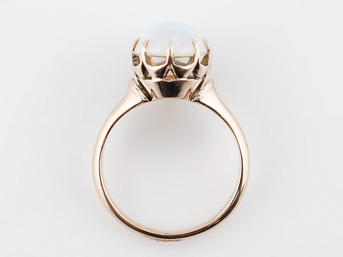Antique Right Hand Ring Victorian 2.00 Oval Cabochon Cut Opal in 18k Yellow Gold - Image 6