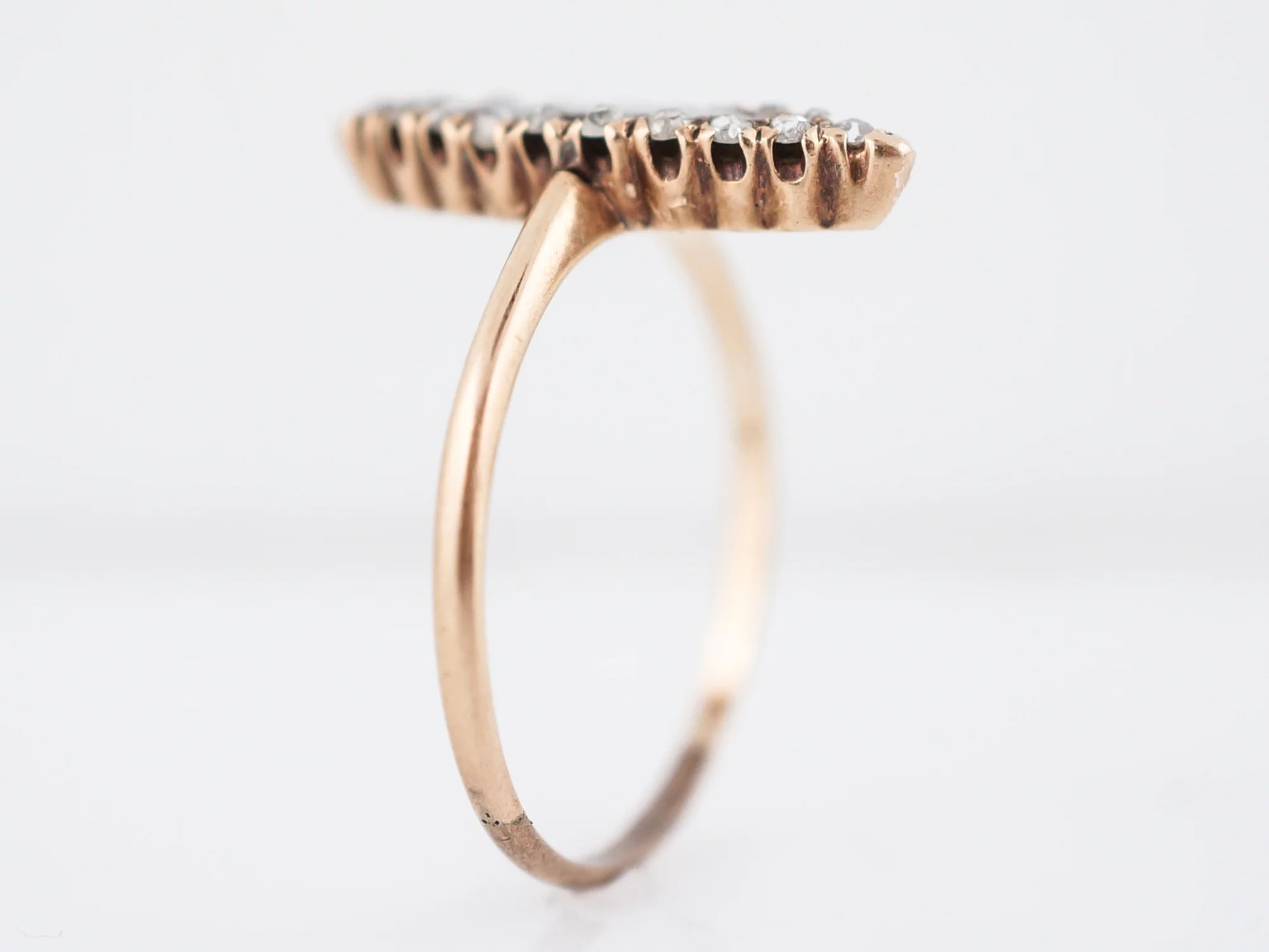 Antique Right Hand Ring Victorian .25 Rose Cut Diamonds & Mother of Pearl in 14k Yellow Gold - Image 5