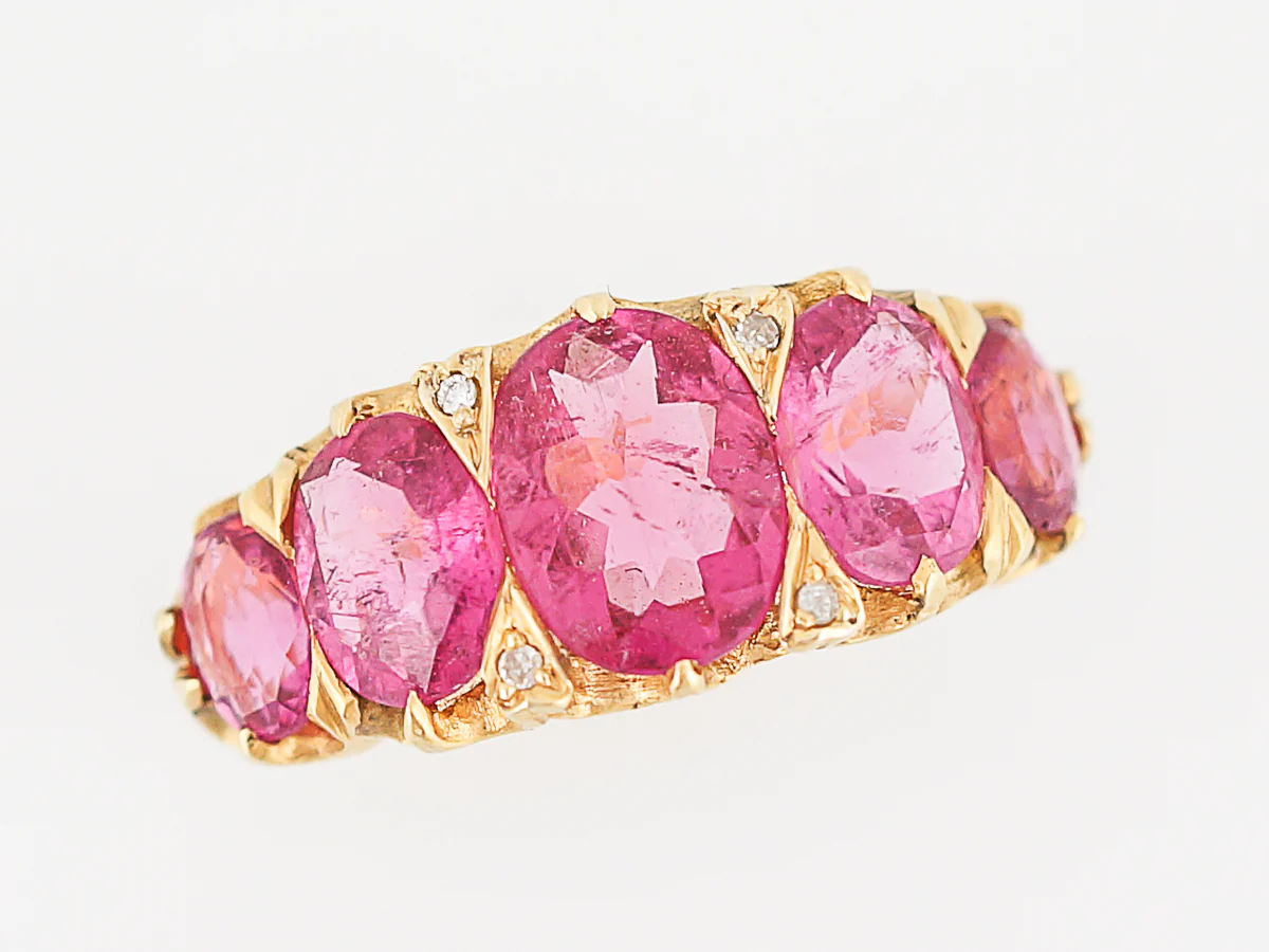 ***RTV***Antique Right Hand Ring Victorian 3.32 Oval Pink Tourmaline in 18k Yellow Gold - Image 4