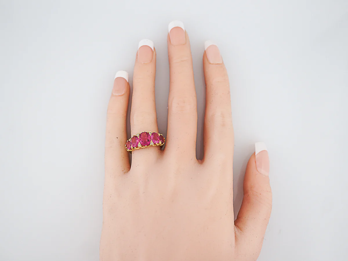 ***RTV***Antique Right Hand Ring Victorian 3.32 Oval Pink Tourmaline in 18k Yellow Gold - Image 7