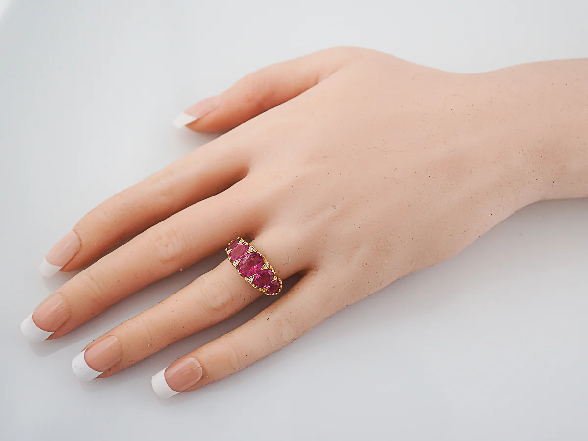***RTV***Antique Right Hand Ring Victorian 3.32 Oval Pink Tourmaline in 18k Yellow Gold - Image 8