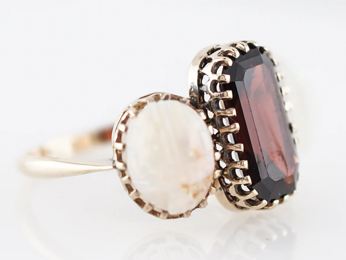 Antique Right Hand Ring Victorian 3.65 Emerald Cut Garnet in 18k Yellow Gold - Image 4