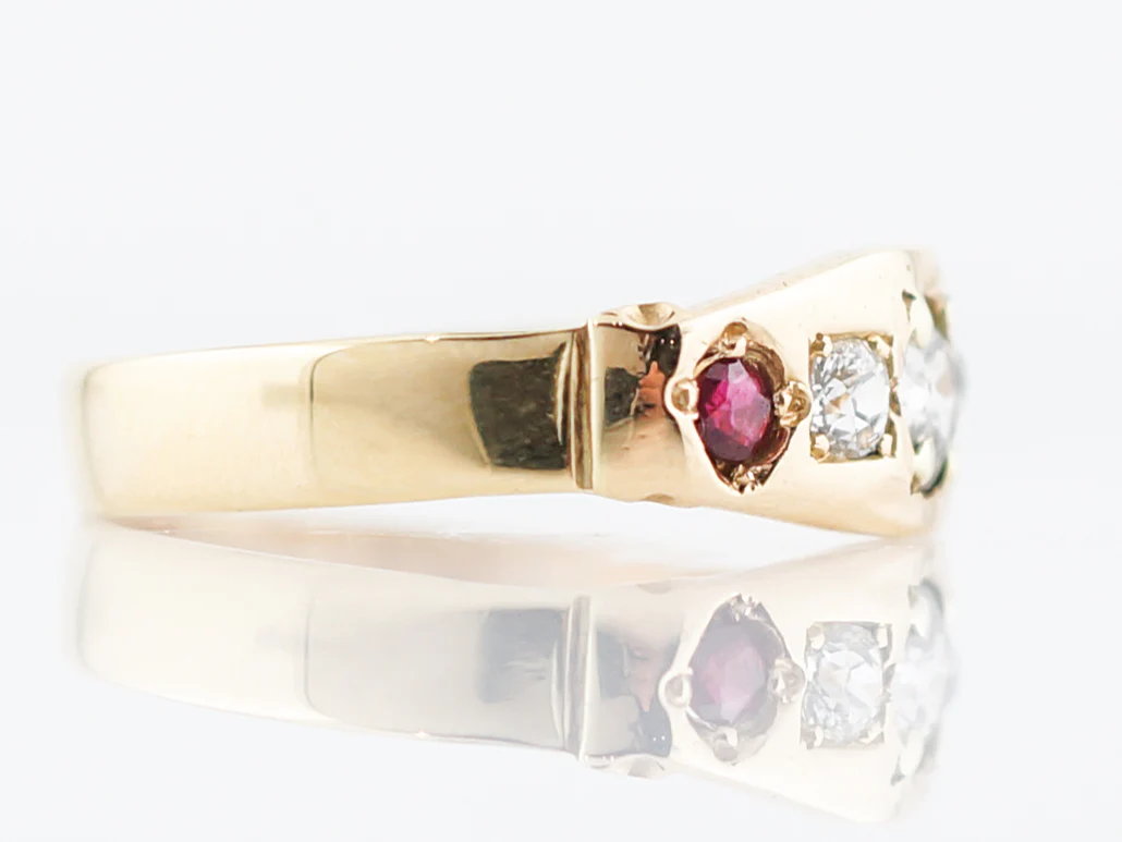 Antique Right Hand Ring Victorian .36 Old Mine Cut Diamond in 18k Yellow Gold - Image 2