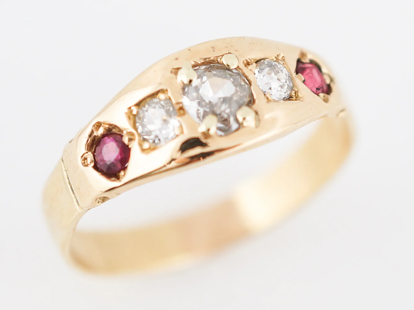 Antique Right Hand Ring Victorian .36 Old Mine Cut Diamond in 18k Yellow Gold - Image 3