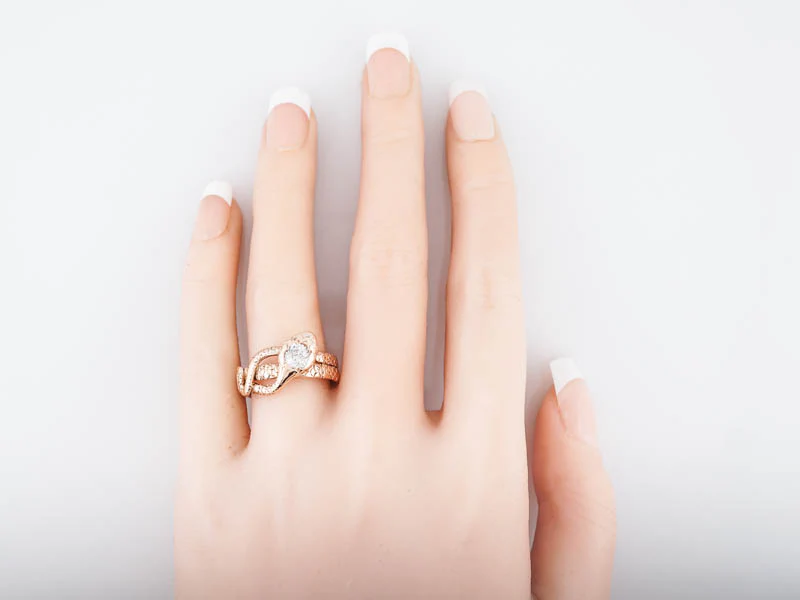 Antique Right Hand Snake Ring Victorian .45 Old European Cut Diamond in 14k Rose Gold - Image 6