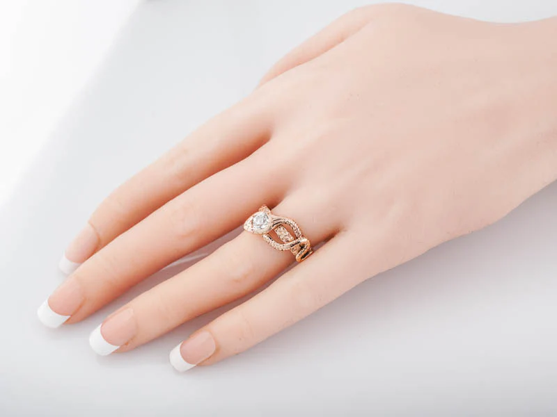 Antique Right Hand Snake Ring Victorian .45 Old European Cut Diamond in 14k Rose Gold - Image 7