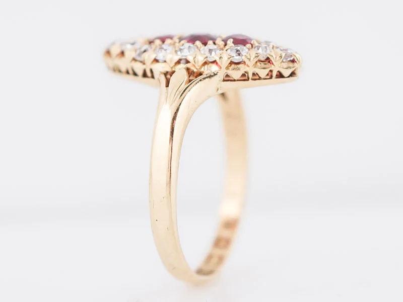 Antique Right Hand Ring Victorian .53 Round Cut Ruby's & .80 Old Mine Cut Diamonds in 18k Yellow Gold - Image 5