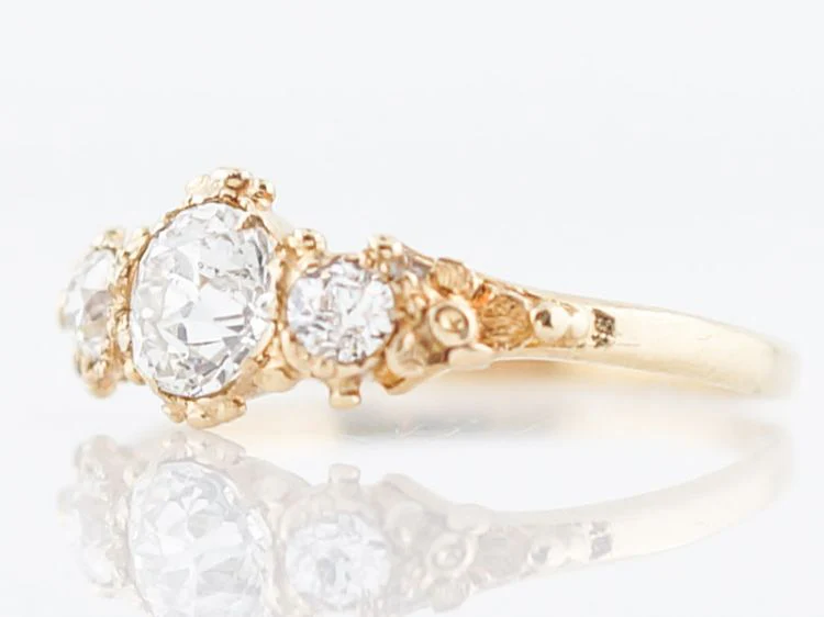 Antique Right Hand Ring Victorian .54 Old Mine Cut Diamonds in 18k Yellow Gold - Image 2