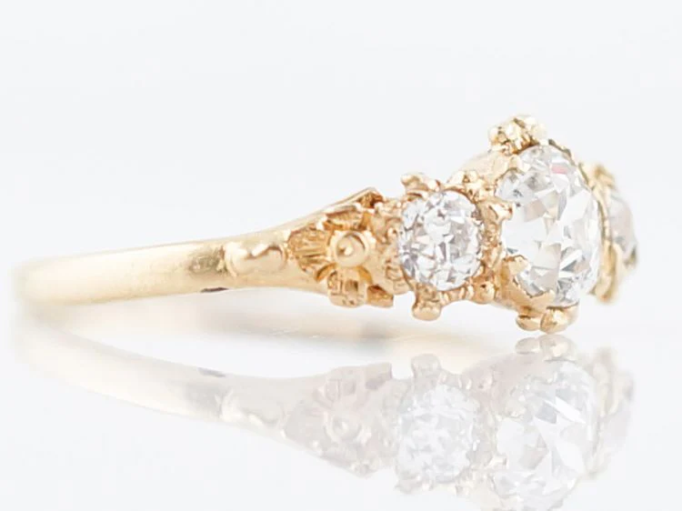 Antique Right Hand Ring Victorian .54 Old Mine Cut Diamonds in 18k Yellow Gold - Image 3