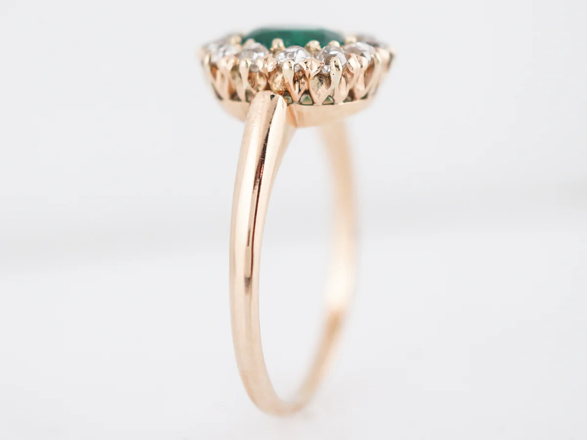 Antique Right Hand Ring Victorian .75 Cushion Cut Emerald in 14k Yellow Gold - Image 6