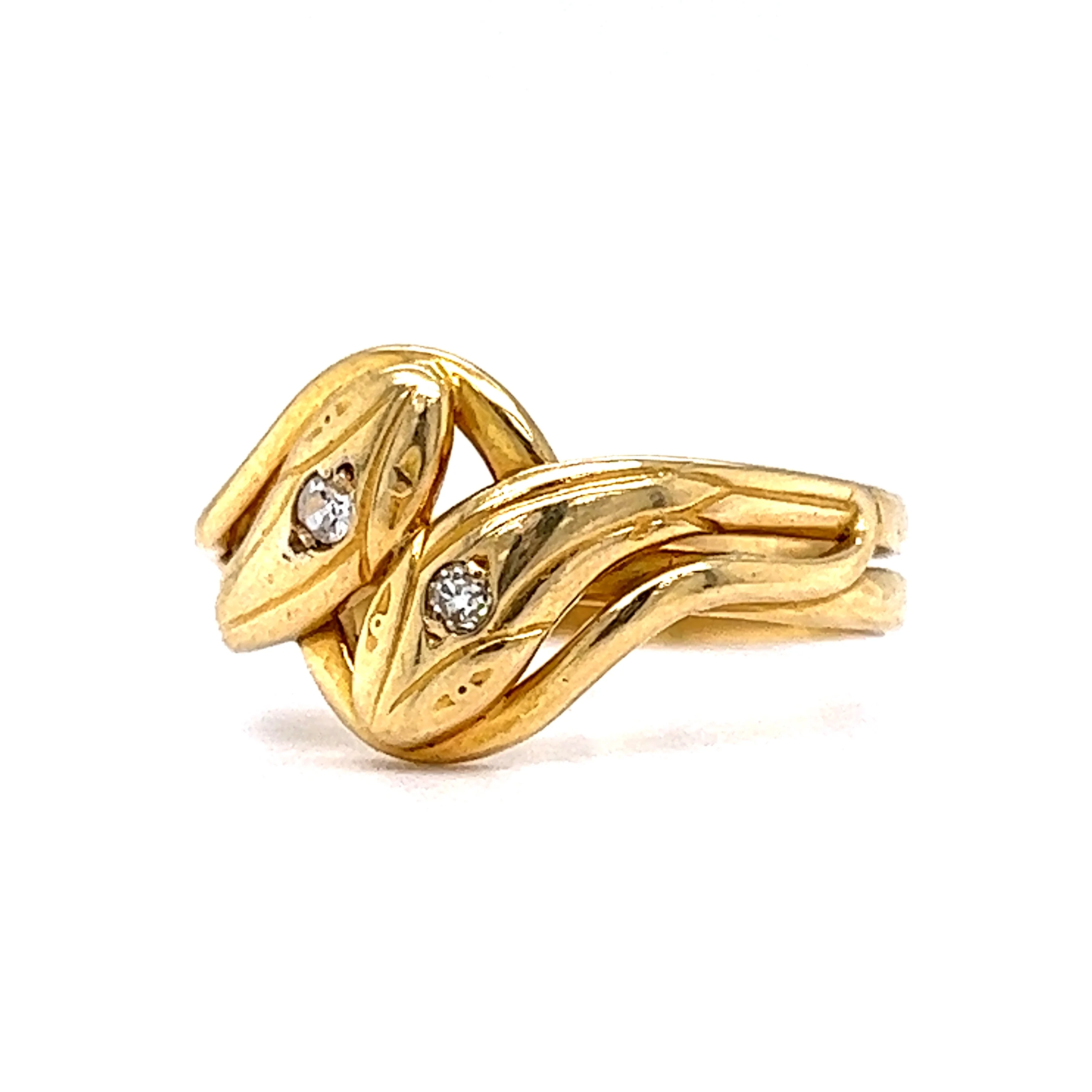 Victorian Right Hand Snake Ring with Diamonds in 18K Yellow Gold - Image 2