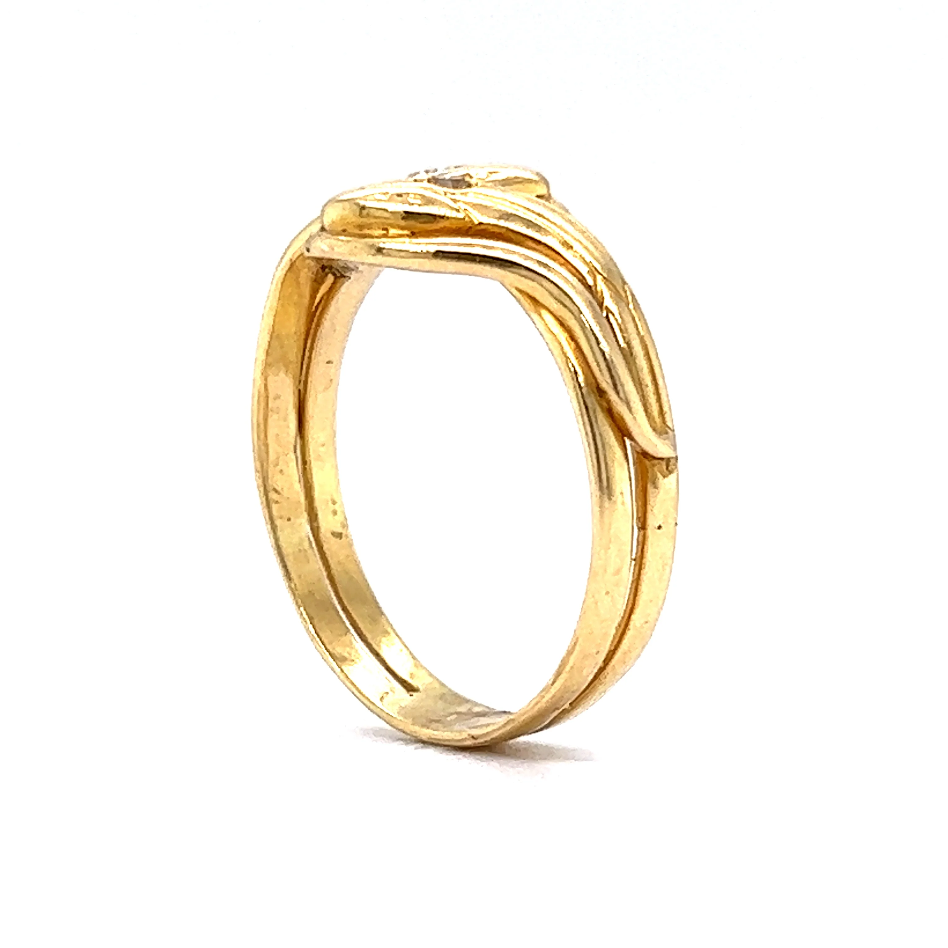 Victorian Right Hand Snake Ring with Diamonds in 18K Yellow Gold - Image 5