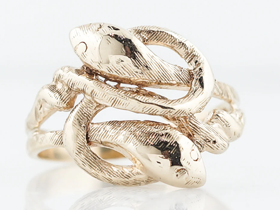 Antique Right Hand Snake Ring Victorian 10k Yellow Gold