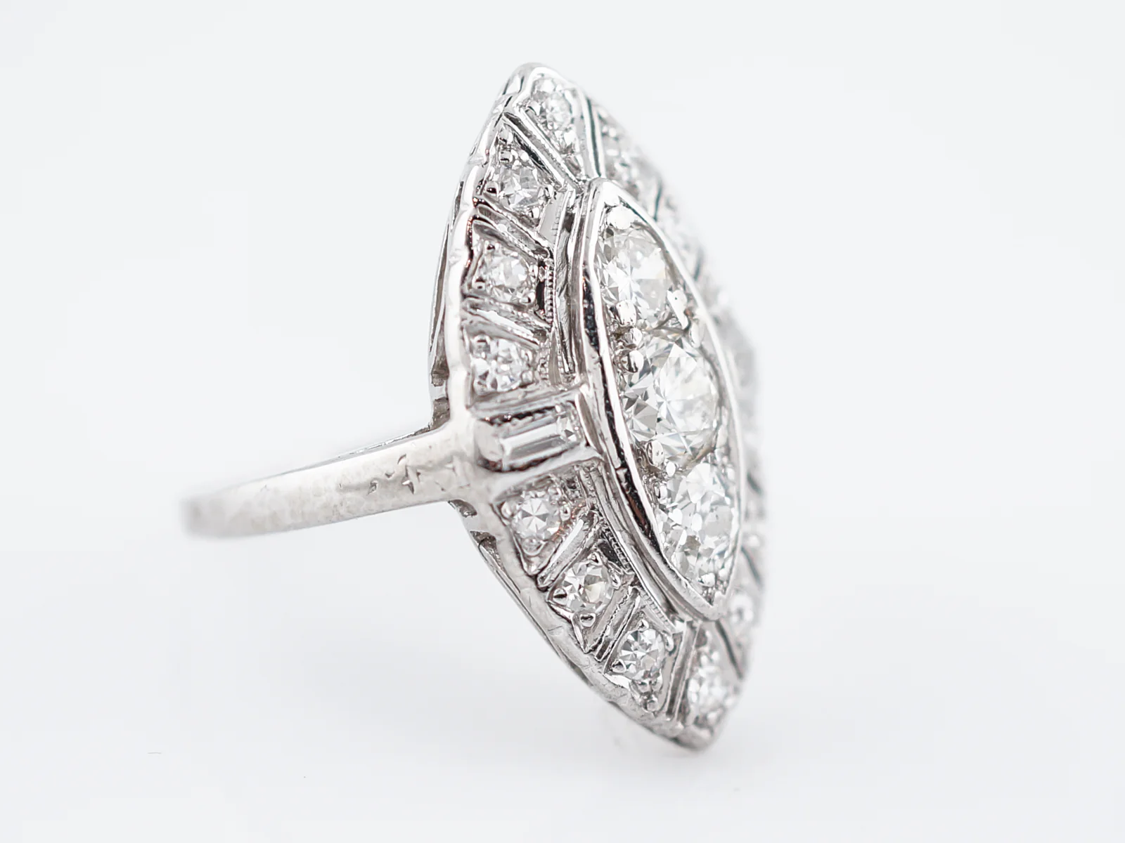 Antique Right Hand Ring Art Deco 1.17 Old European Cut Diamond in Platinum - Image 3