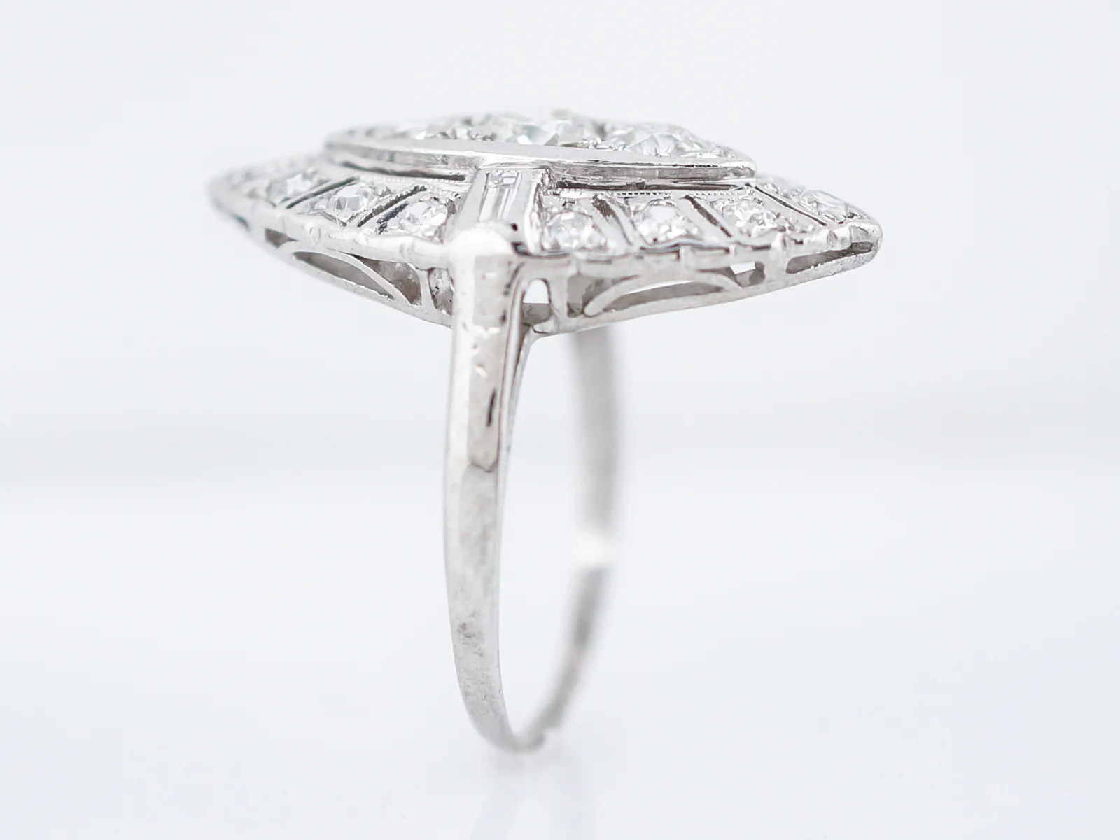 Antique Right Hand Ring Art Deco 1.17 Old European Cut Diamond in Platinum - Image 5
