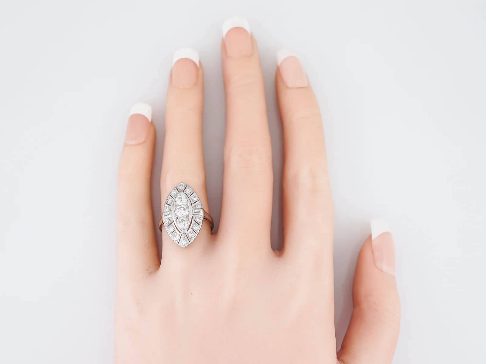 Antique Right Hand Ring Art Deco 1.17 Old European Cut Diamond in Platinum - Image 7
