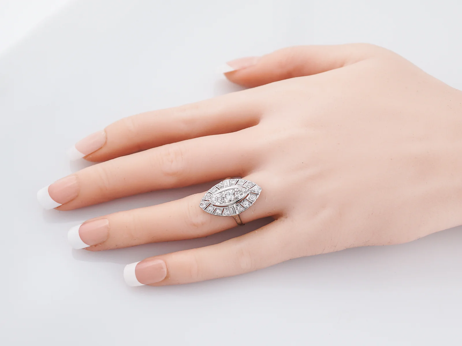 Antique Right Hand Ring Art Deco 1.17 Old European Cut Diamond in Platinum - Image 8