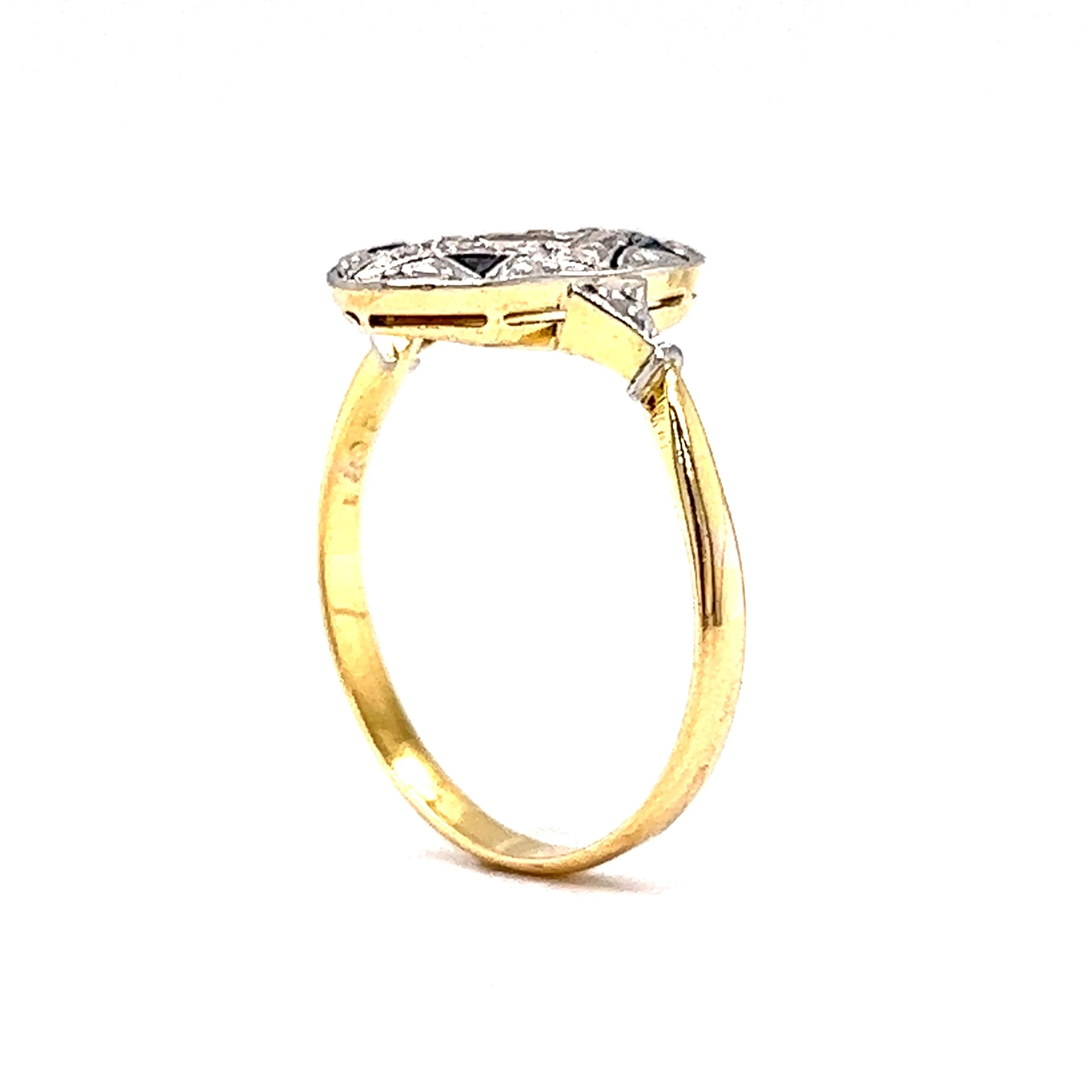 Antique Rose Cut Diamond & Sapphire Ring in 14k Gold - Image 5