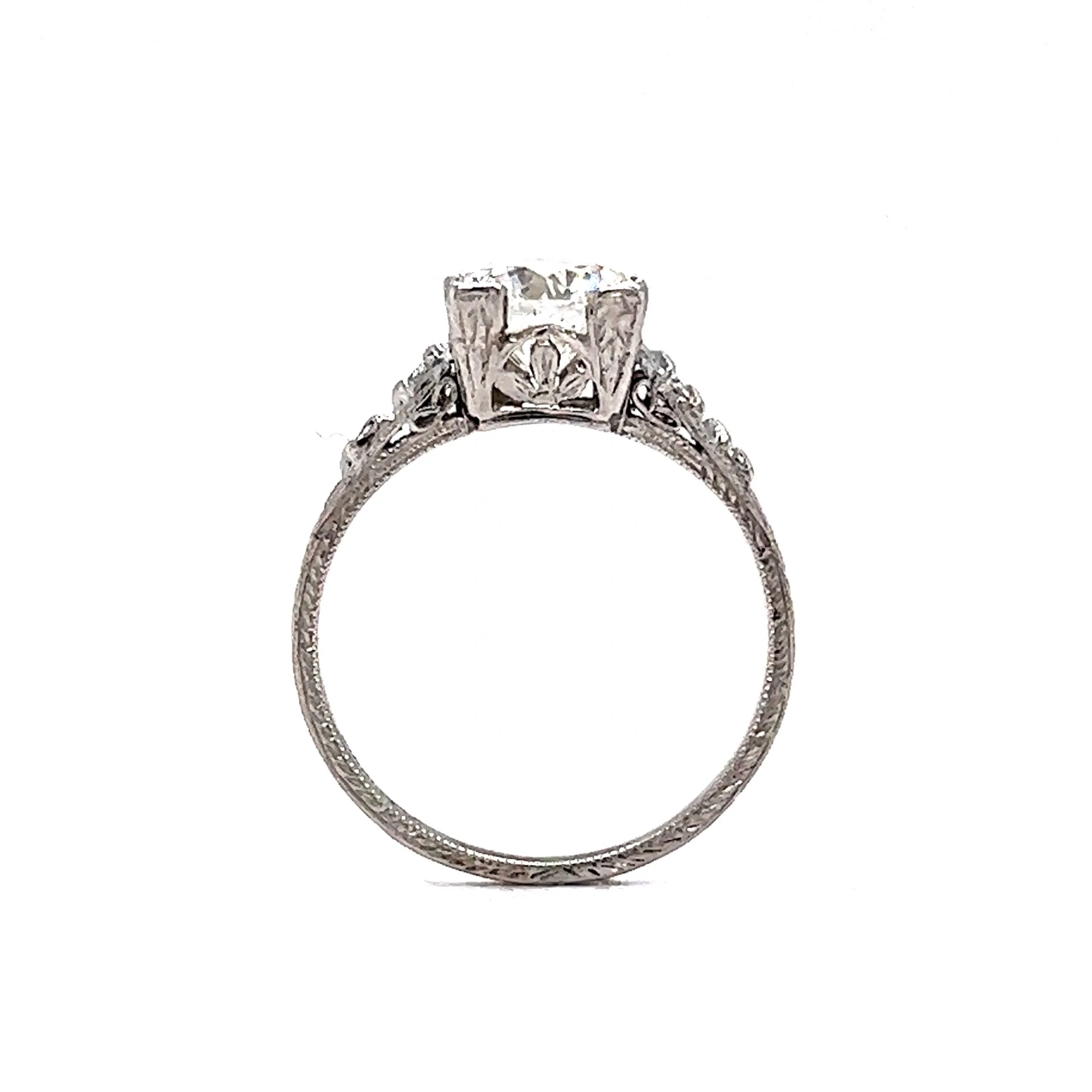 1.51 Antique Round Brilliant Cut Diamond Engagement Ring in Platinum - Image 5