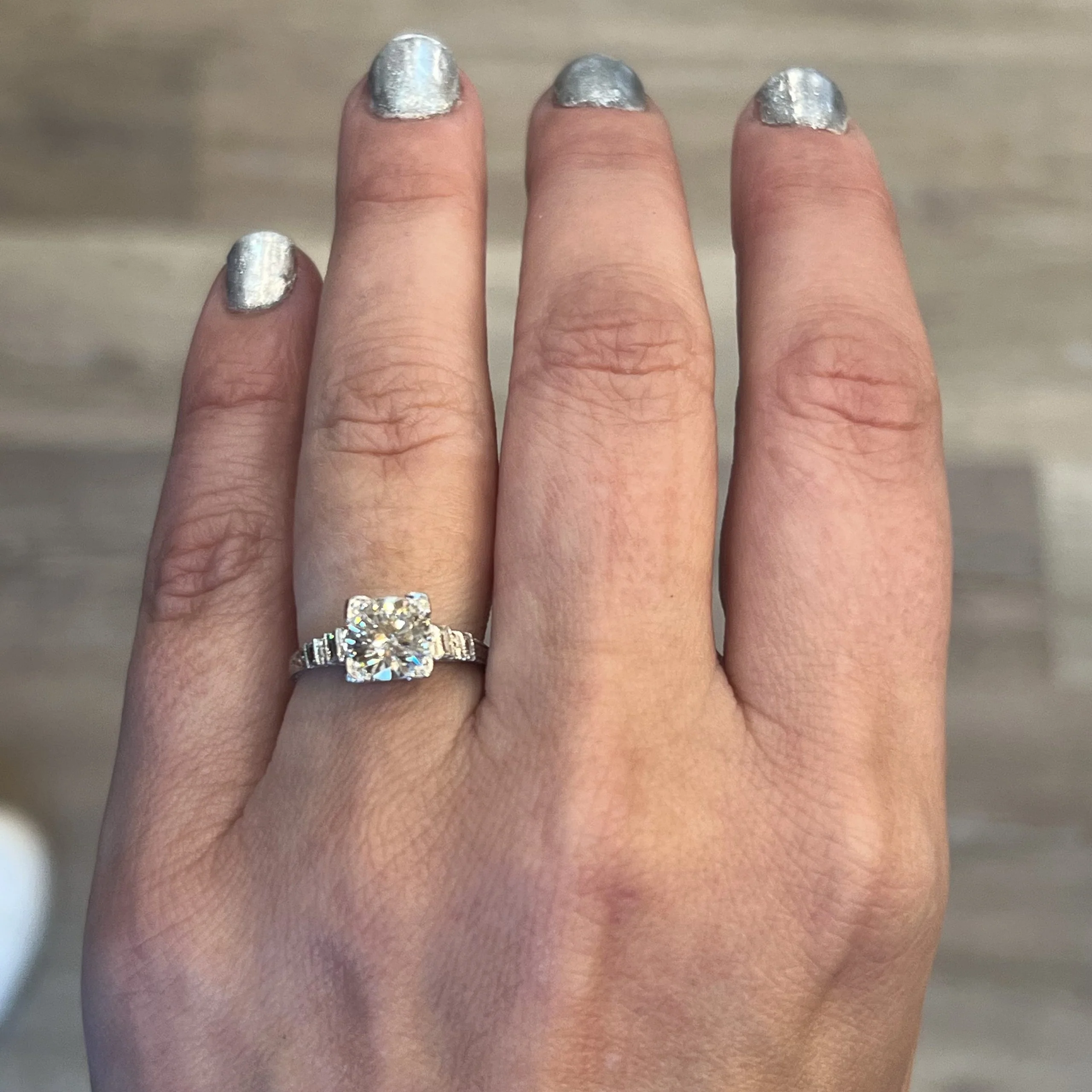 1.51 Antique Round Brilliant Cut Diamond Engagement Ring in Platinum - Image 6