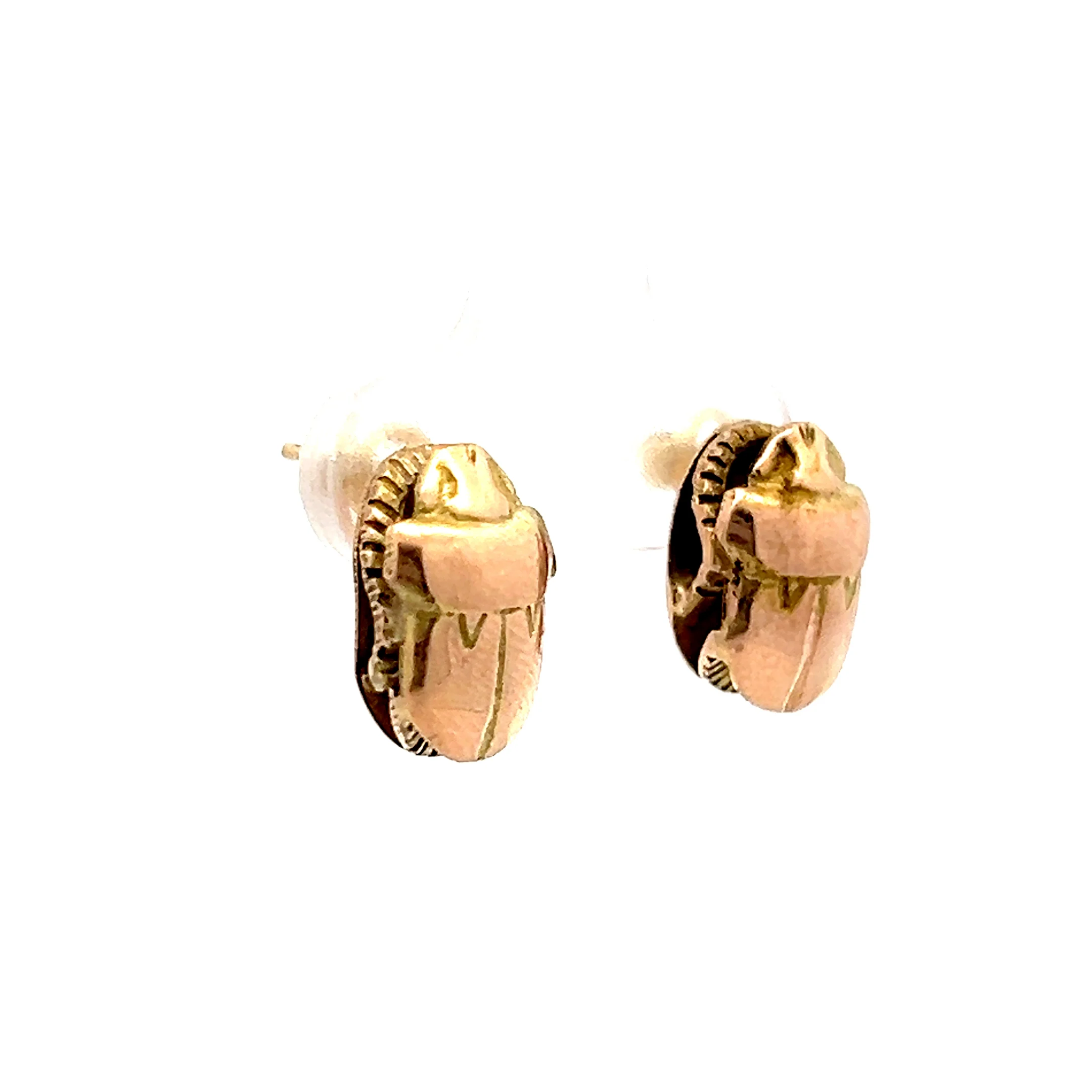 Antique Scarab Beetle Stud Earrings in 14k - Image 3