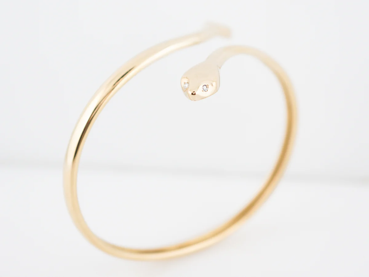 Antique Snake Bangle Bracelet Victorian in 18k Yellow Gold - Image 2