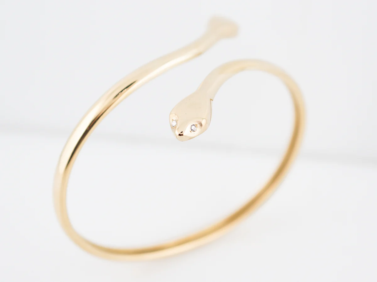 Antique Snake Bangle Bracelet Victorian in 18k Yellow Gold - Image 3