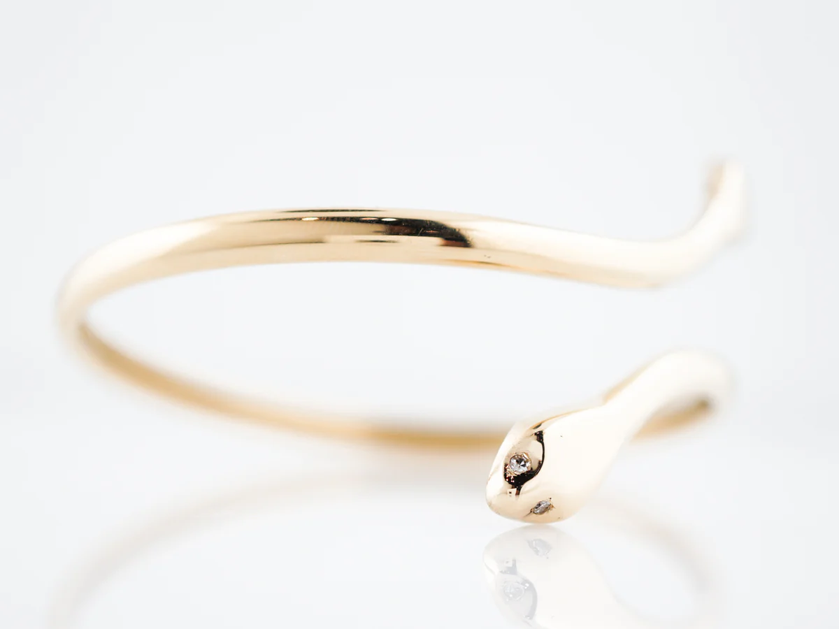 Antique Snake Bangle Bracelet Victorian in 18k Yellow Gold - Image 4
