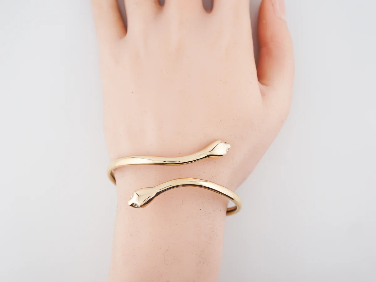 Antique Snake Bangle Bracelet Victorian in 18k Yellow Gold - Image 5