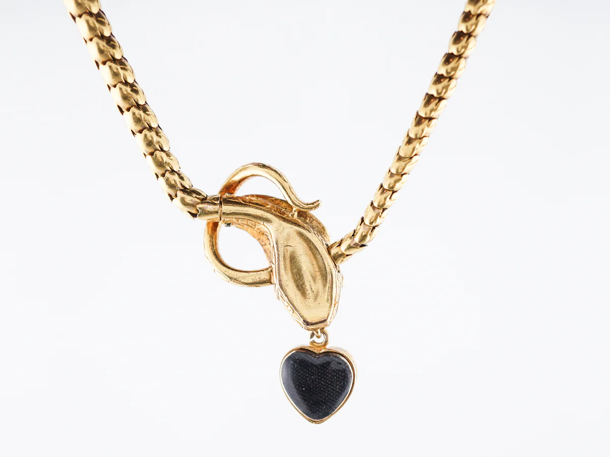 Antique Snake Necklace Victorian .06 Rose Cut Diamonds & Turquoise in 18k Yellow Gold - Image 5