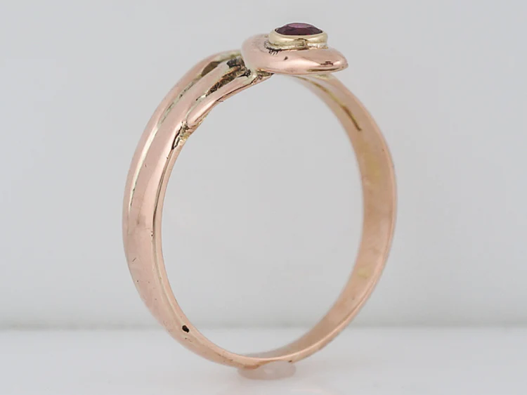 Antique Snake Ring Victorian .13 Round Cut Ruby in 14k Rose Gold - Image 5